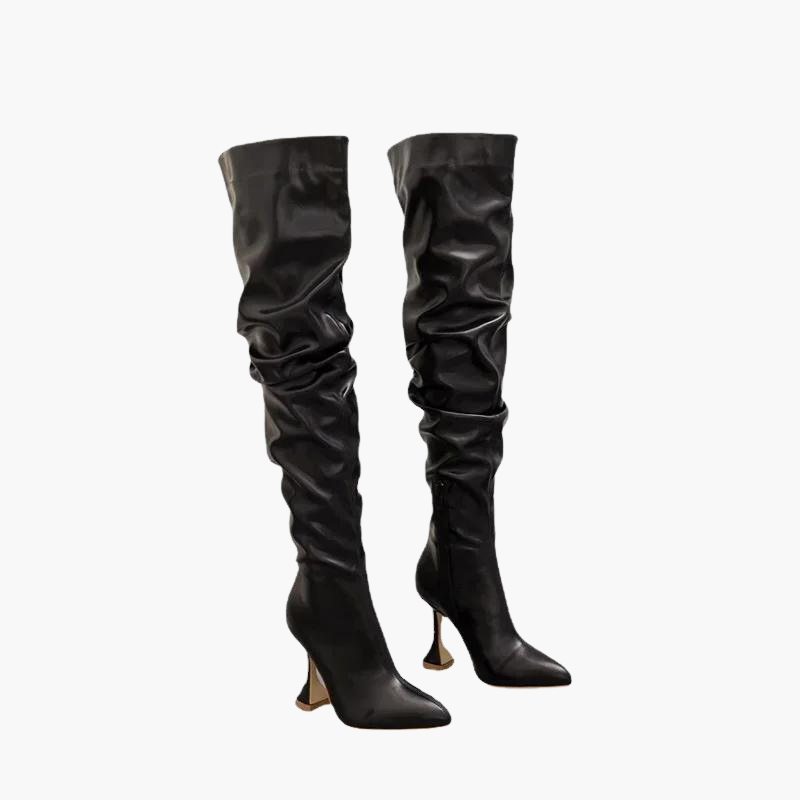 New Winter Leather Boots Women Stiletto